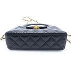 Chanel Turnlock Mini Shopping Chain Mini Shoulder Bag Black Shiny Lambskin Gold — view 4