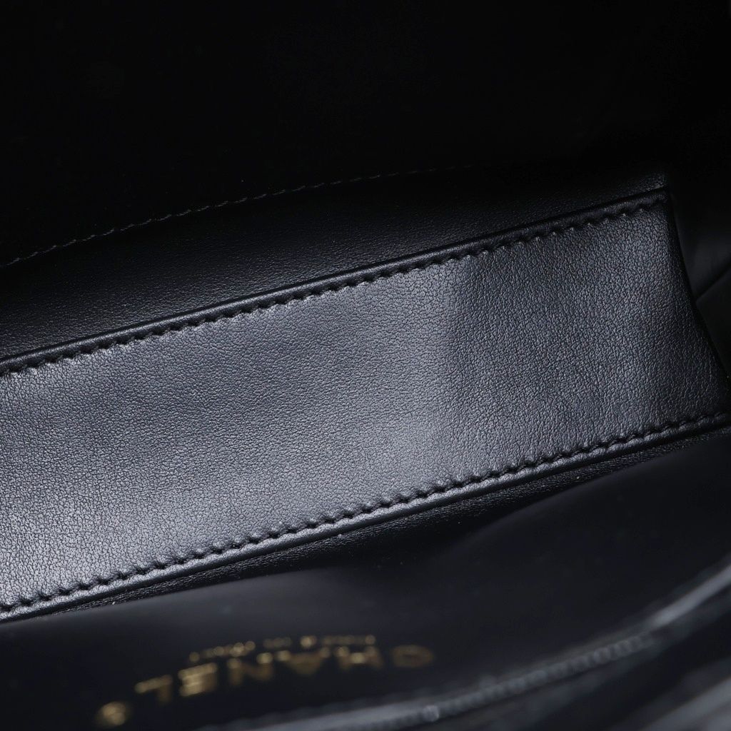 Chanel Turnlock Mini Shopping Chain Mini Shoulder Bag Black Shiny Lambskin Gold — view 8