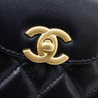 Chanel Turnlock Mini Shopping Chain Mini Shoulder Bag Black Shiny Lambskin Gold — view 6