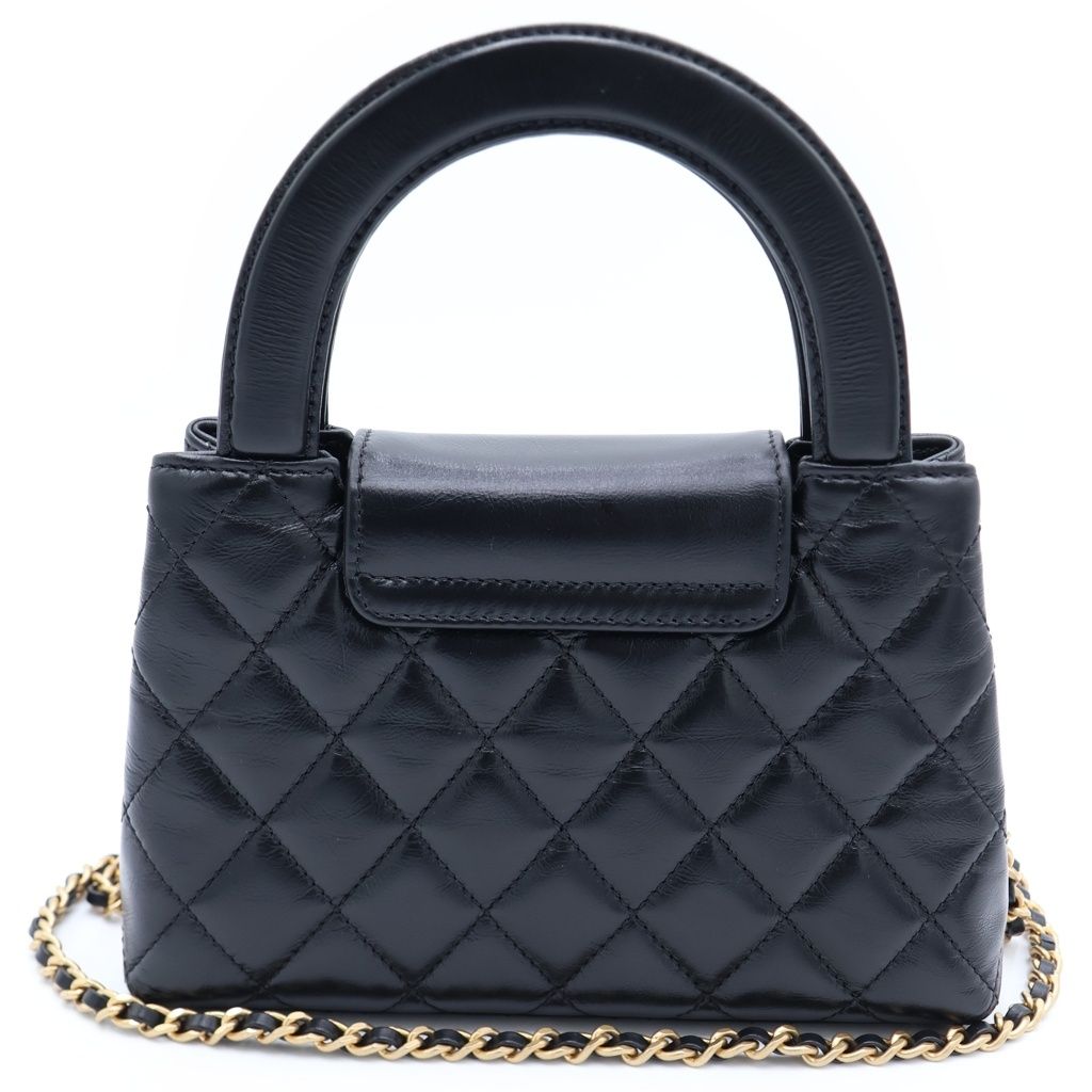 Chanel Turnlock Mini Shopping Chain Mini Shoulder Bag Black Shiny Lambskin Gold — view 2