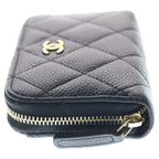 Chanel Quilted Classic Caviar Leather Zip Coin Purse Gold Black — view 3