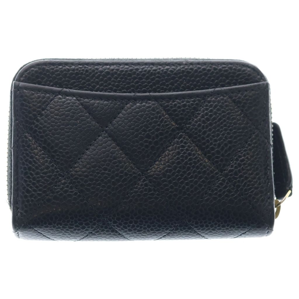Chanel Quilted Classic Caviar Leather Zip Coin Purse Gold Black — view 2