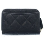 Chanel Quilted Classic Caviar Leather Zip Coin Purse Gold Black — view 2