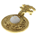 Chanel CC Logo Pearl Brooch Pin Badge Gold — view 6