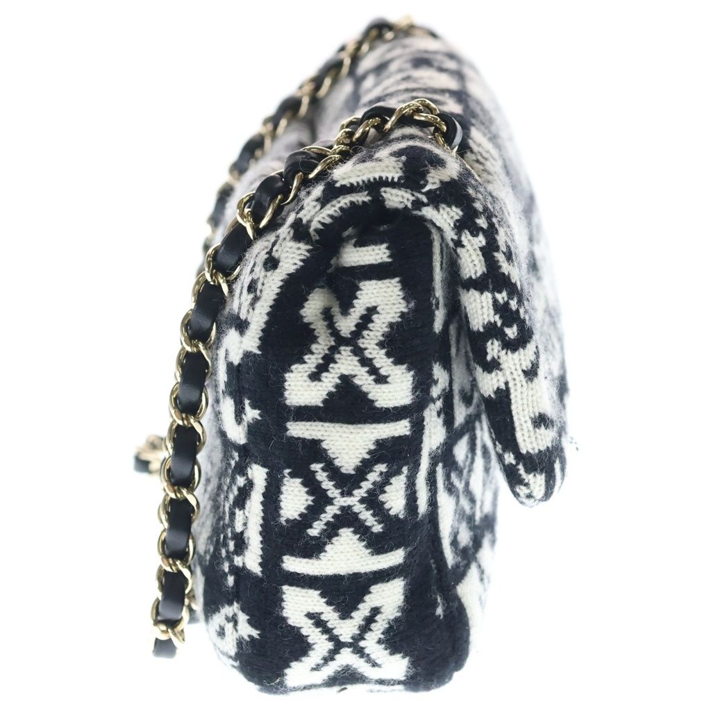 Chanel Coconut Jewel Gold Chain Shoulder Bag White Black — view 3