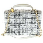 Chanel Quilted Top Handle Mini Flap Tweed Lambskin Gold Chain Shoulder — view 2