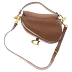 Dior Saddle Bag Brown Grained Calfskin Gold — view 2