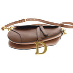 Dior Saddle Bag Brown Grained Calfskin Gold — view 4
