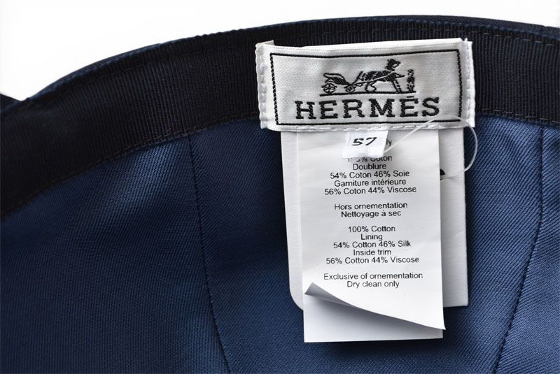 Hermes Cap Hat Cap Serena Electric 57 Cotton Navy — view 7