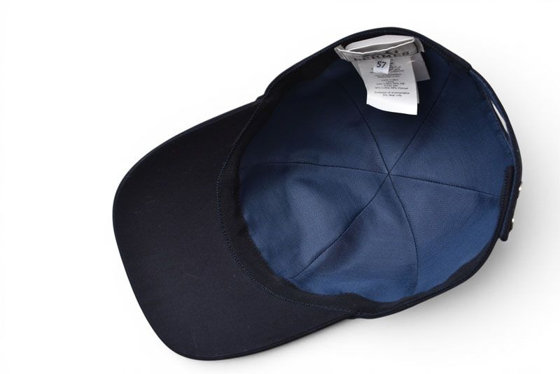Hermes Cap Hat Cap Serena Electric 57 Cotton Navy — view 6