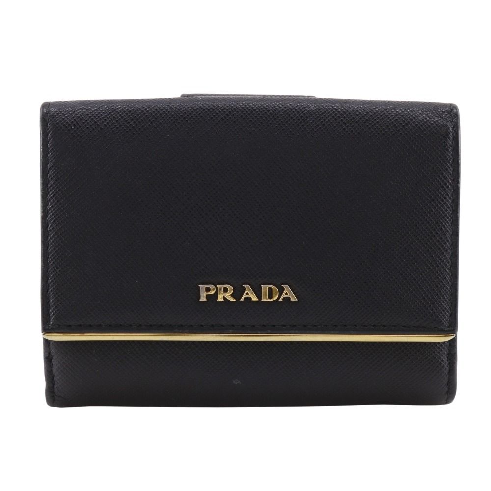 Prada Logo Saffiano Black Bifold Wallet