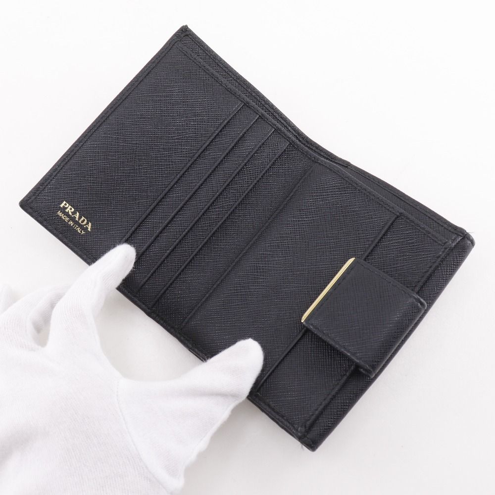 Prada Logo Saffiano Black Bifold Wallet — view 6