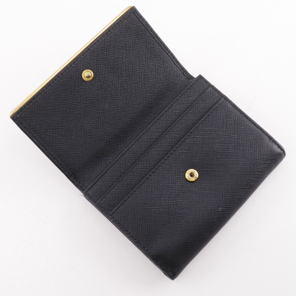 Prada Logo Saffiano Black Bifold Wallet — view 7