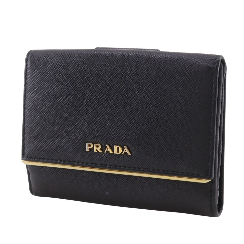 Prada Logo Saffiano Black Bifold Wallet — view 2