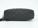 Chanel CC Logo Quilted Tassel Chain Shoulder Bag Pochette Caviar Leather Black — view 3