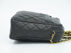 Chanel CC Logo Quilted Tassel Chain Shoulder Bag Pochette Caviar Leather Black — view 4