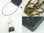 Chanel CC Logo Quilted Tassel Chain Shoulder Bag Pochette Caviar Leather Black — view 6