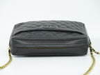 Chanel CC Logo Quilted Tassel Chain Shoulder Bag Pochette Caviar Leather Black — view 5
