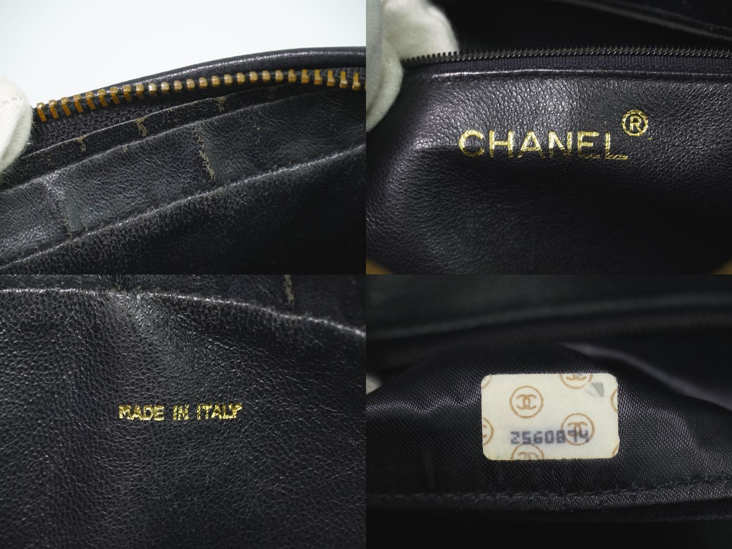 Chanel CC Logo Quilted Tassel Chain Shoulder Bag Pochette Caviar Leather Black — view 9