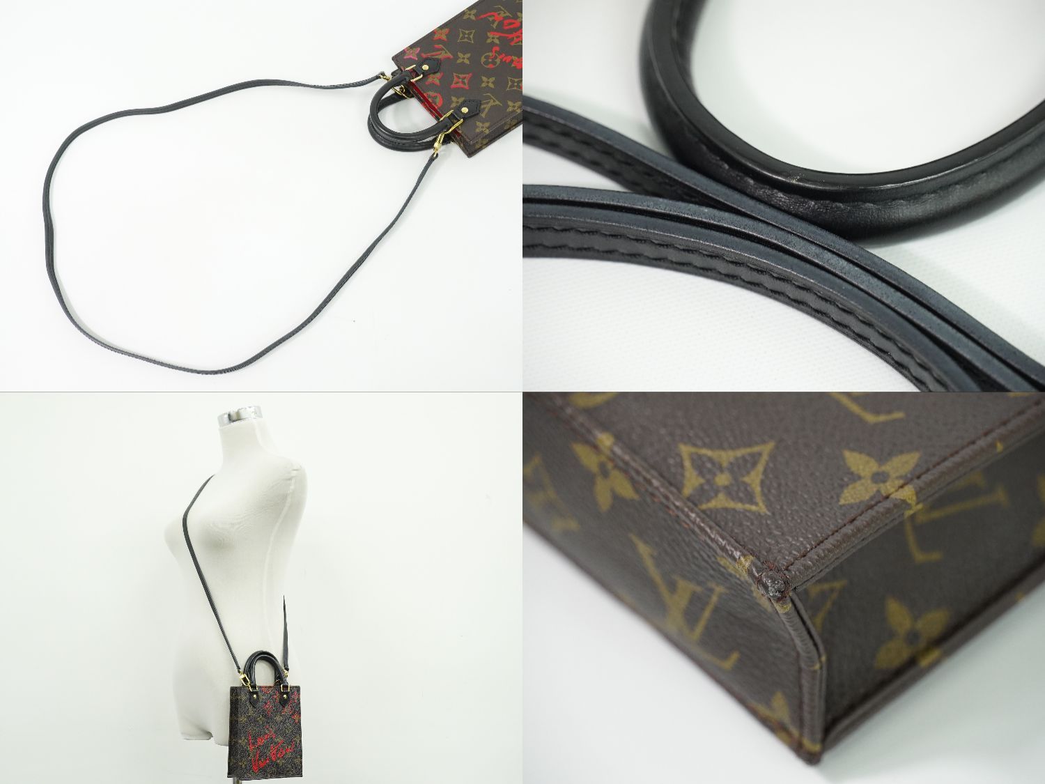 Louis Vuitton LV Petite Sac Plat Foreign Love Monogram 2-Way Shoulder Bag Brown — view 6