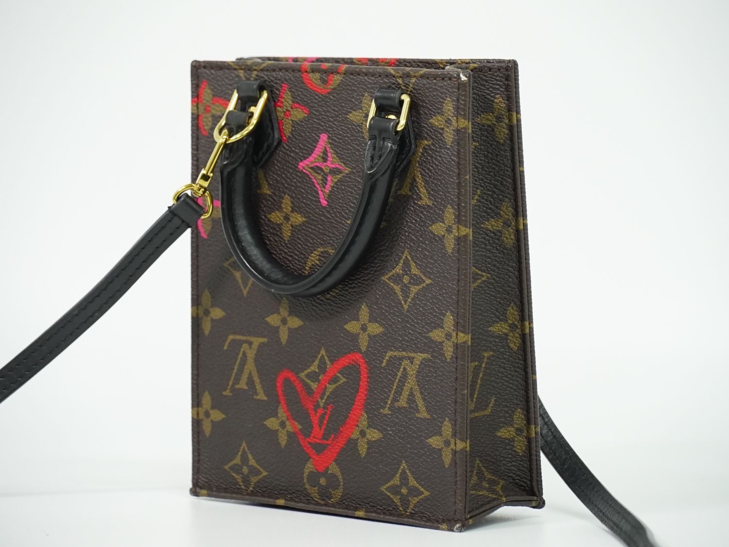 Louis Vuitton LV Petite Sac Plat Foreign Love Monogram 2-Way Shoulder Bag Brown — view 2