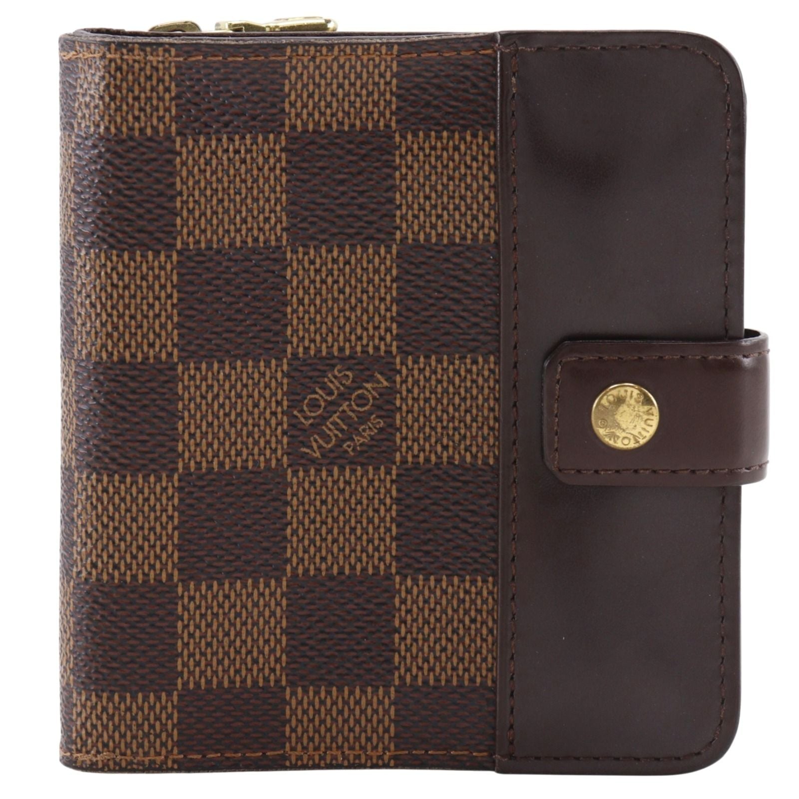 Louis Vuitton Compact Zip Damier Canvas Brown Bifold Wallet