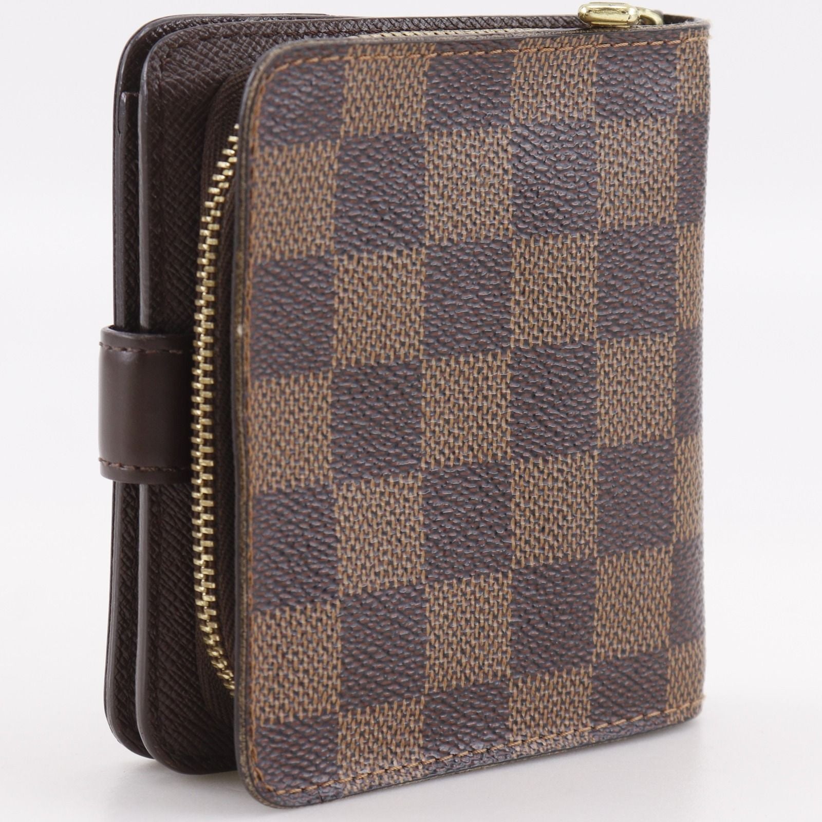 Louis Vuitton Compact Zip Damier Canvas Brown Bifold Wallet — view 3
