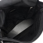 Prada Shoulder Bag Flap Black Nylon Saffiano Leather — view 3