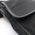 Prada Shoulder Bag Flap Black Nylon Saffiano Leather — view 7