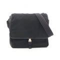Prada Shoulder Bag Flap Black Nylon Saffiano Leather