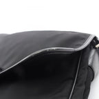 Prada Shoulder Bag Flap Black Nylon Saffiano Leather — view 9