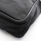 Prada Shoulder Bag Triangle Logo Black Nylon Saffiano Leather — view 5