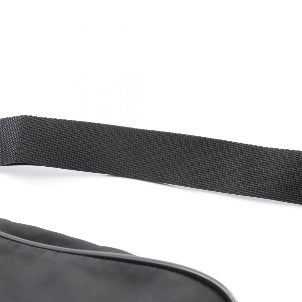 Prada Shoulder Bag Triangle Logo Black Nylon Saffiano Leather — view 9