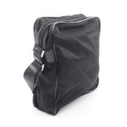 Prada Shoulder Bag Triangle Logo Black Nylon Saffiano Leather — view 2