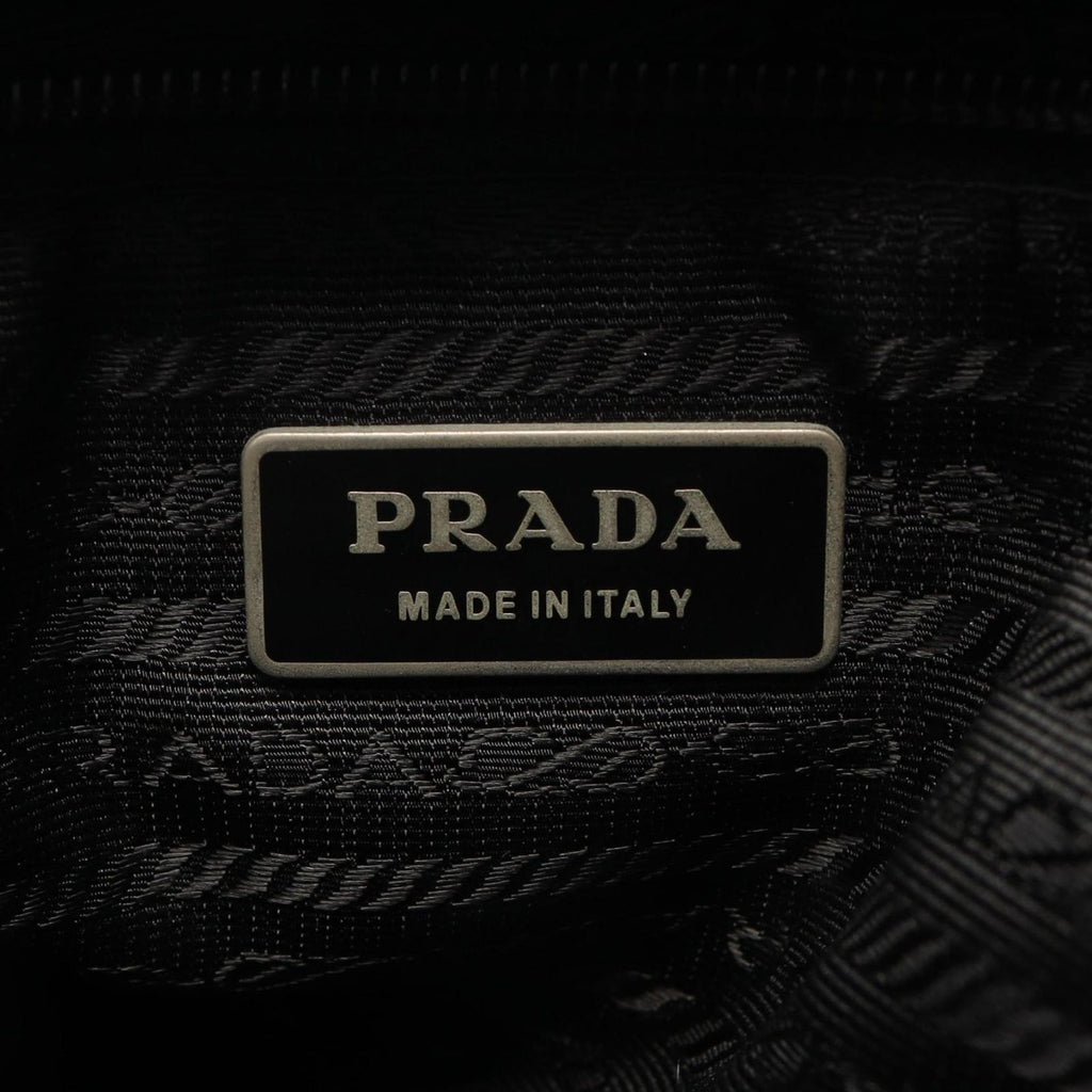 Prada Shoulder Bag Triangle Logo Black Nylon Saffiano Leather — view 4