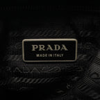 Prada Shoulder Bag Triangle Logo Black Nylon Saffiano Leather — view 4