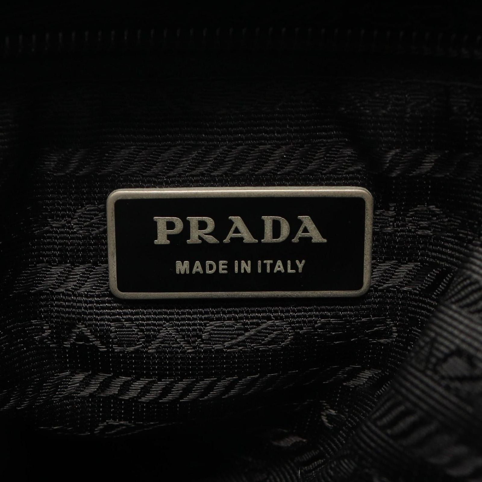 Prada Shoulder Bag Triangle Logo Black Nylon Saffiano Leather — view 4