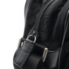 Prada Shoulder Bag Triangle Logo Black Nylon Saffiano Leather — view 8