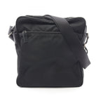 Prada Shoulder Bag Triangle Logo Black Nylon Saffiano Leather