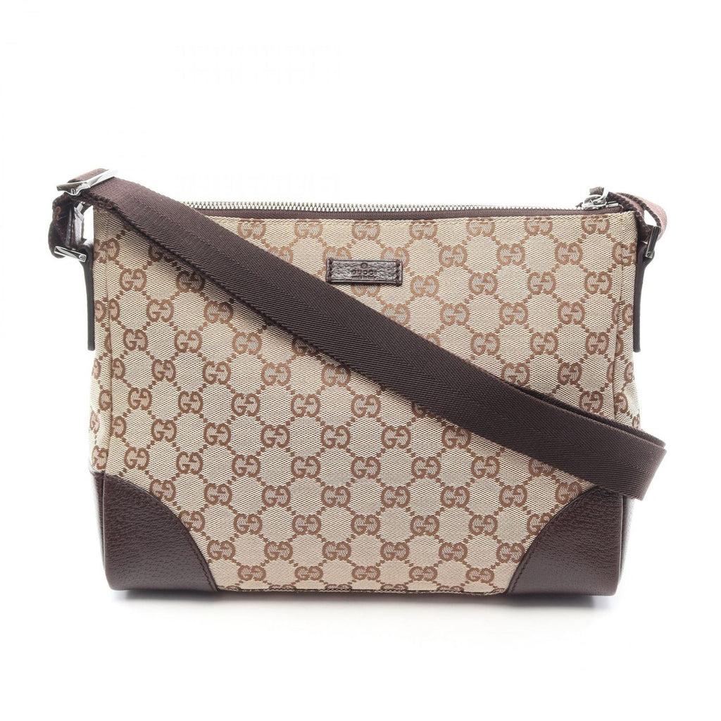 Gucci Shoulder Bag GG Canvas Beige Dark Brown