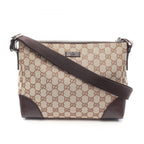 Gucci Shoulder Bag GG Canvas Beige Dark Brown
