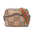 Gucci Shoulder Bag Jumbo GG Beige Brown Canvas Leather