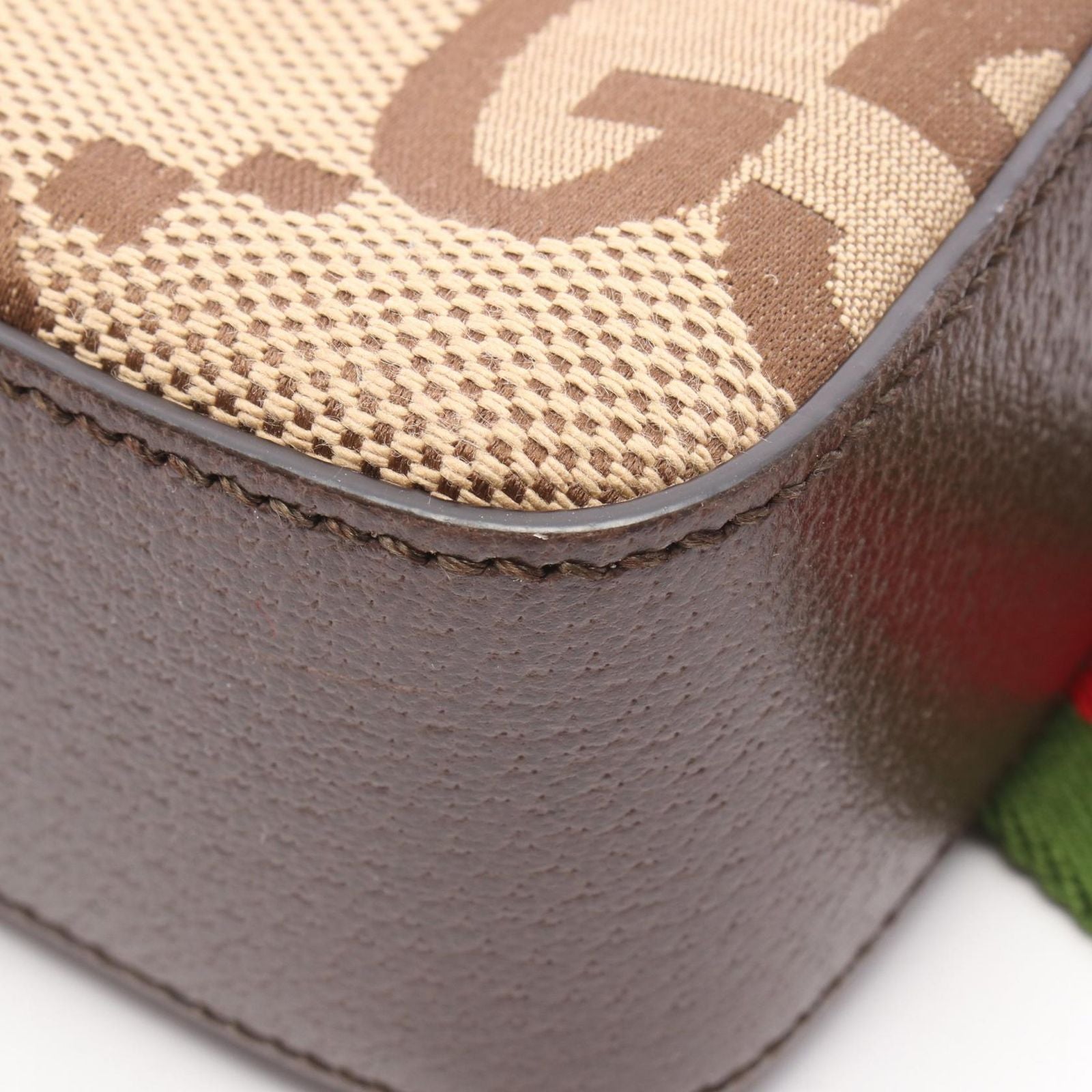 Gucci Shoulder Bag Jumbo GG Beige Brown Canvas Leather — view 6