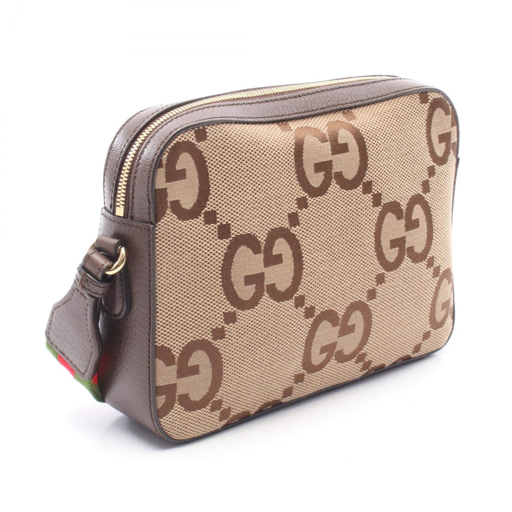 Gucci Shoulder Bag Jumbo GG Beige Brown Canvas Leather — view 2