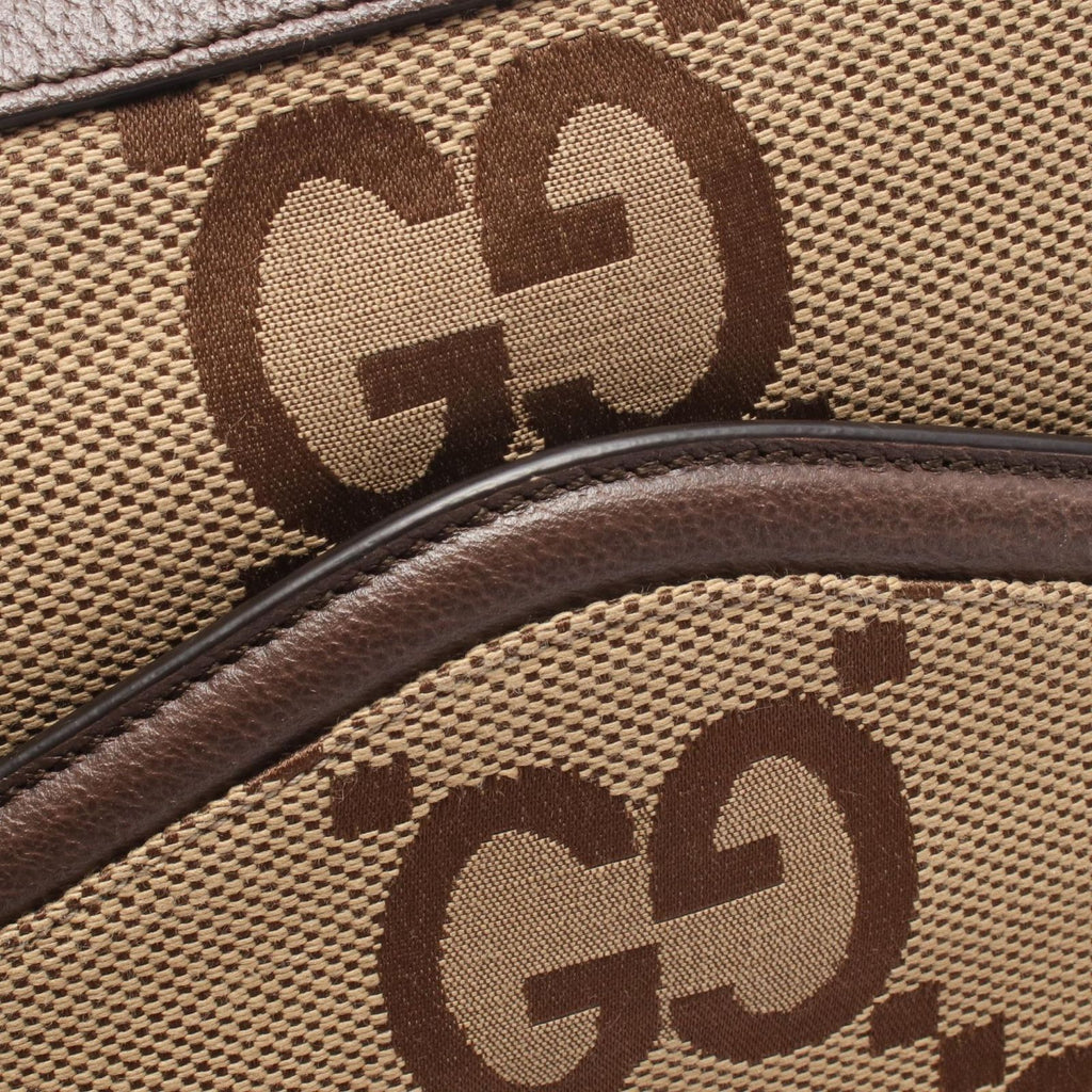 Gucci Shoulder Bag Jumbo GG Beige Brown Canvas Leather — view 5