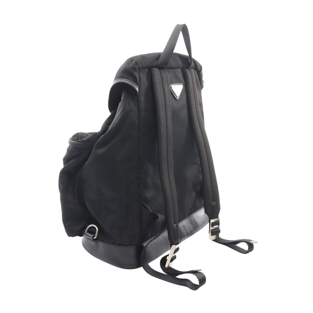 Prada Backpack Line Angle Logo Black Nylon Saffiano Leather — view 2