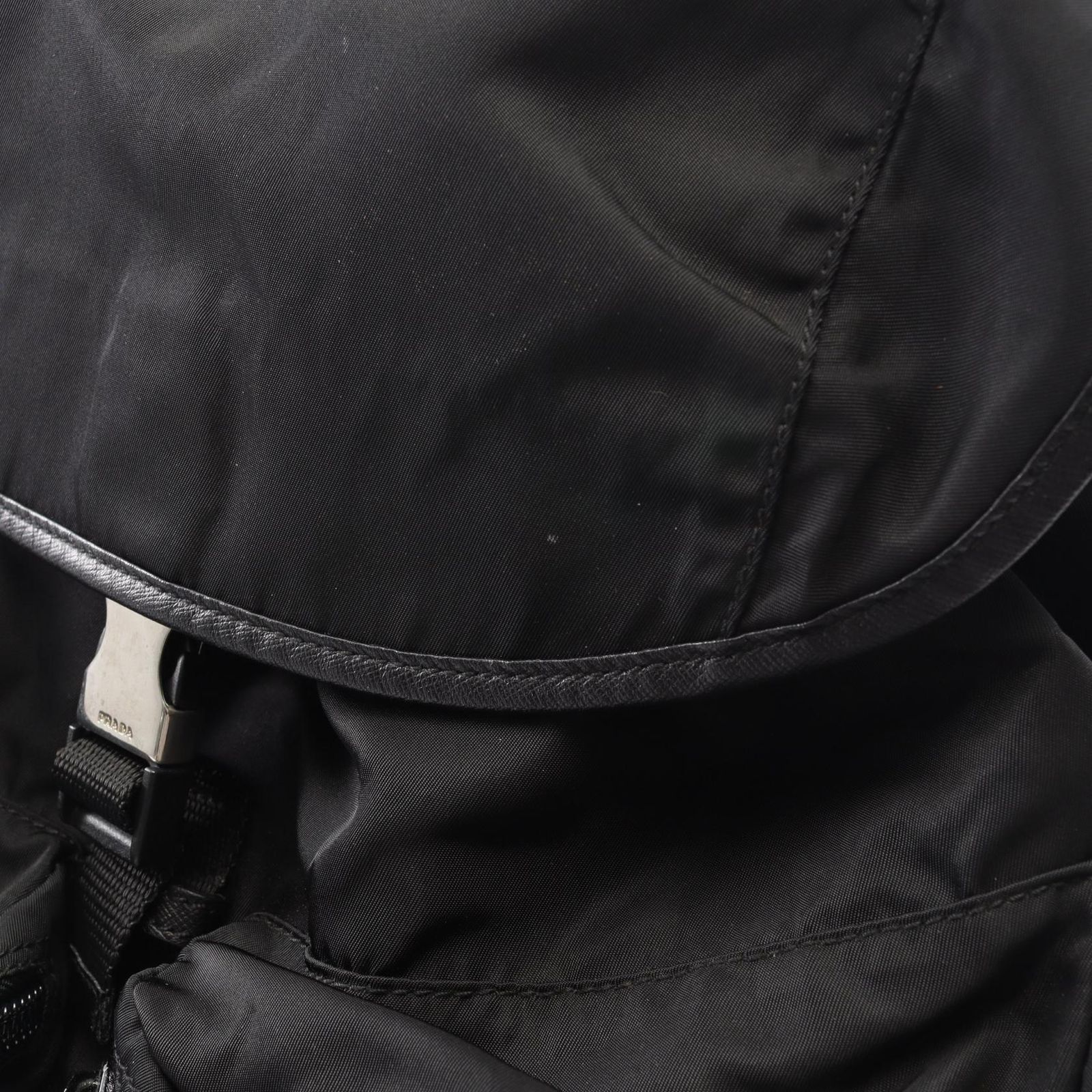 Prada Backpack Line Angle Logo Black Nylon Saffiano Leather — view 7