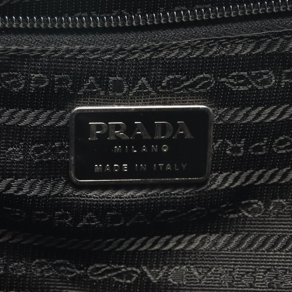 Prada Backpack Line Angle Logo Black Nylon Saffiano Leather — view 4