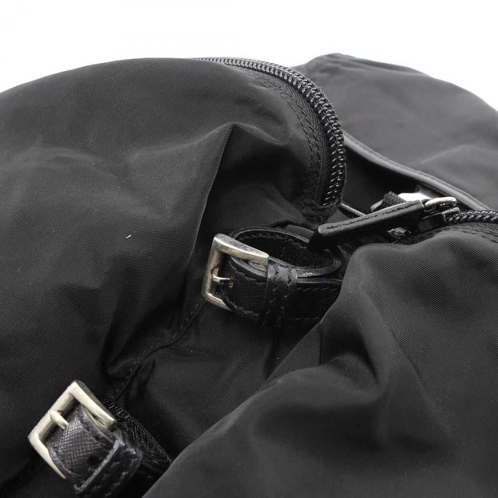 Prada Backpack Line Angle Logo Black Nylon Saffiano Leather — view 8