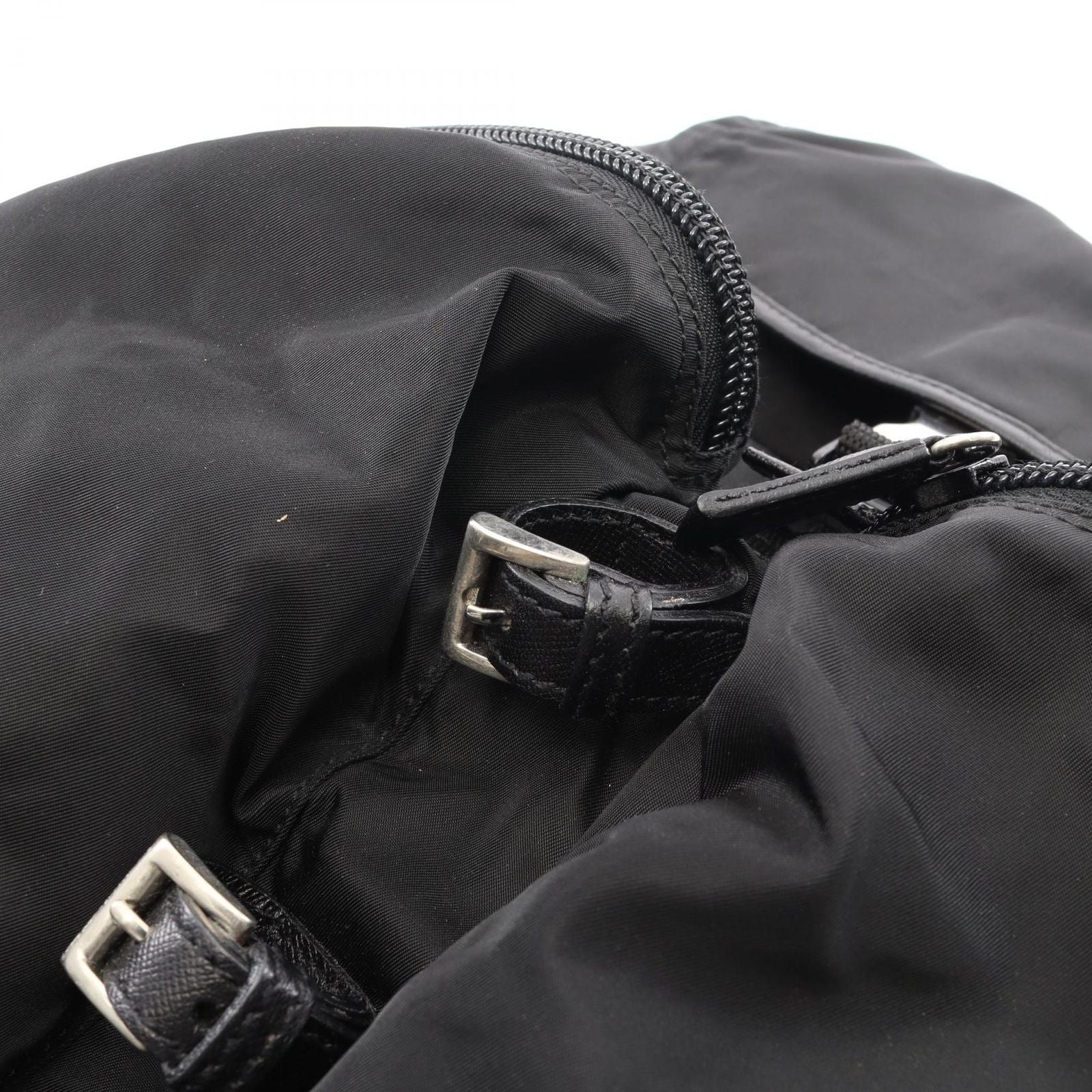 Prada Backpack Line Angle Logo Black Nylon Saffiano Leather — view 8